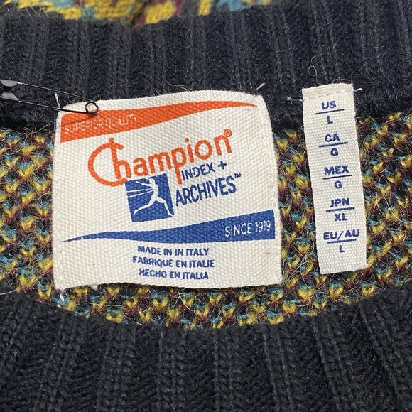 Champion Index + Archives Retro Sweater Large Geometric Mohair Wool Alpaca Italy - Picture 7 of 11